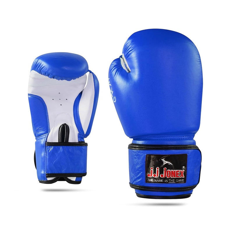 Jonex JJ Jonex Boxing Gloves - High Quality Leather Fight Gloves (16oz, Blue) - Image 3